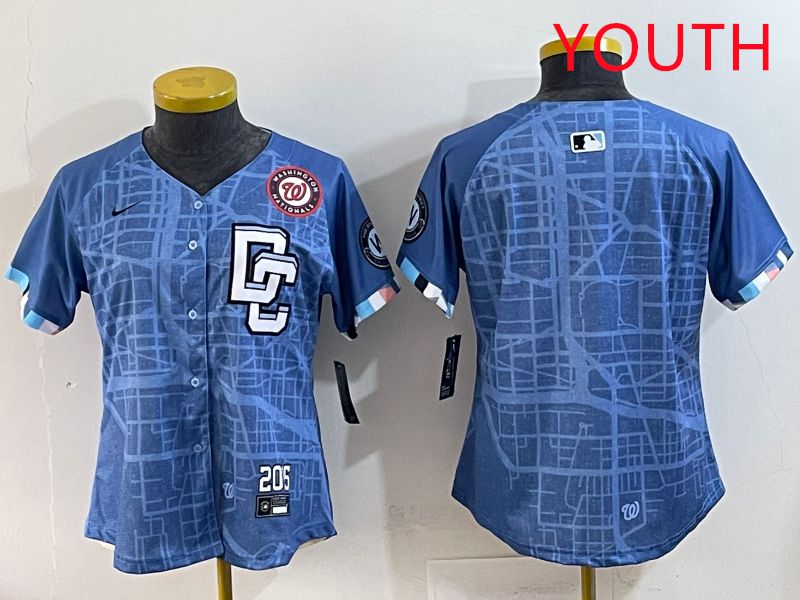 Youth Washington Nationals Blank Blue Joint Name 2025 Nike MLB Jersey style 3->youth mlb jersey->Youth Jersey